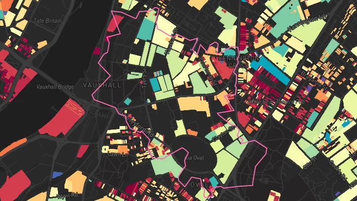 House price heatmap showing property values across Oval