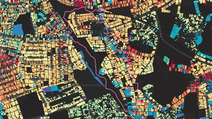 House price heatmap showing property values across Lee