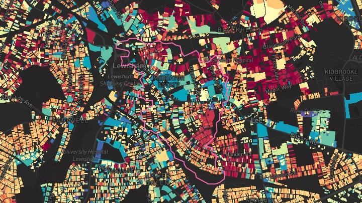 House price heatmap showing property values across Lewisham