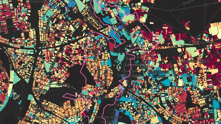 House price heatmap showing property values across Lewisham