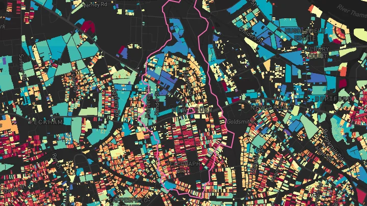 House price heatmap showing property values across New Cross Gate