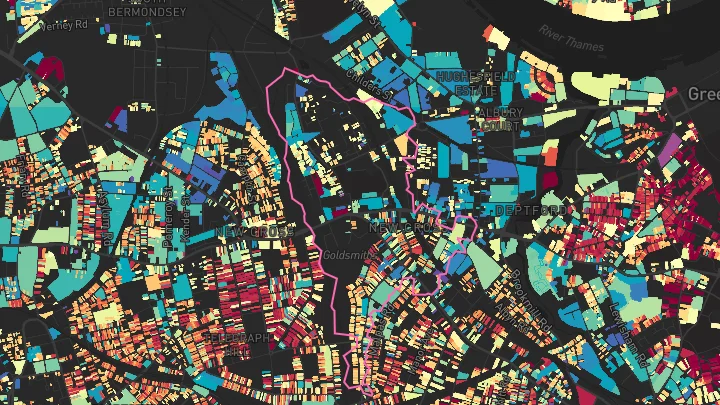 House price heatmap showing property values across New Cross Gate