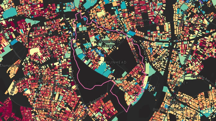 House price heatmap showing property values across Nunhead