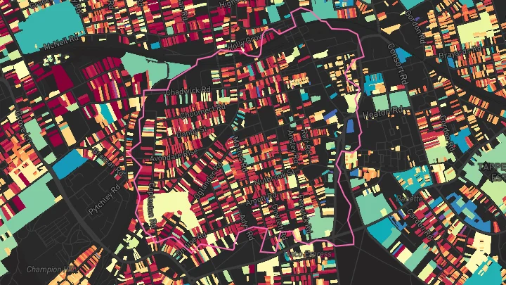 House price heatmap showing property values across Peckham Rye
