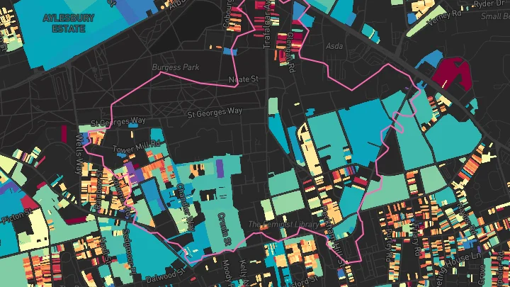 House price heatmap showing property values across Peckham Rye