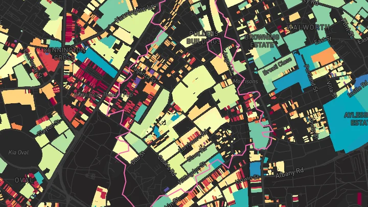 House price heatmap showing property values across Kennington