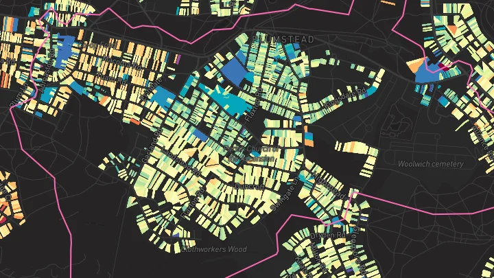 House price heatmap showing property values across Plumstead
