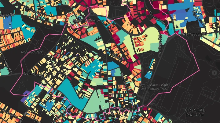 House price heatmap showing property values across Gipsy Hill