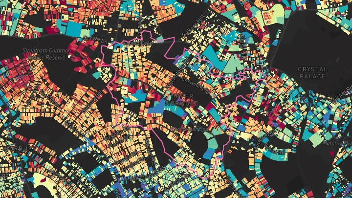 House price heatmap showing property values across Gipsy Hill