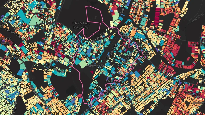 House price heatmap showing property values across Anerley
