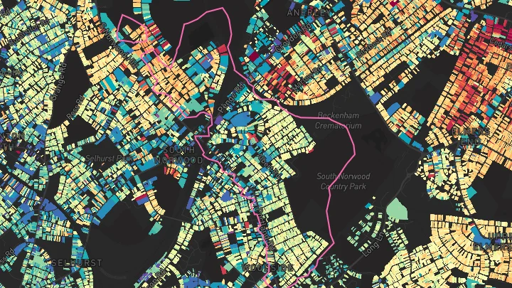 House price heatmap showing property values across Norwood Junction