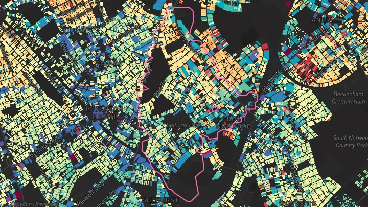 House price heatmap showing property values across Norwood Junction