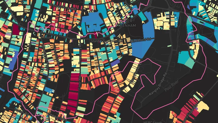 House price heatmap showing property values across Sydenham