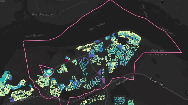 House price heatmap showing property values across Barking Riverside