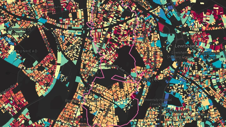 House price heatmap showing property values across Brockley