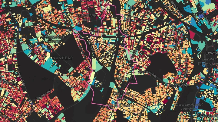 House price heatmap showing property values across Brockley