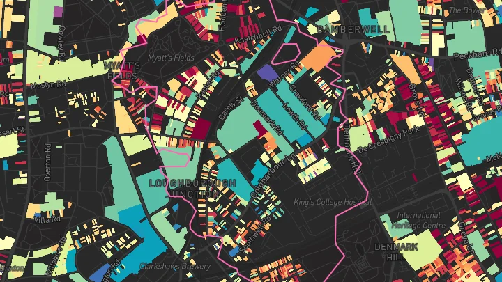 House price heatmap showing property values across Loughborough Junction