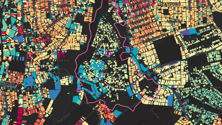 House price heatmap showing property values across Bellingham