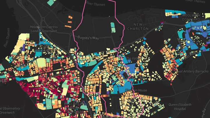 House price heatmap showing property values across Charlton