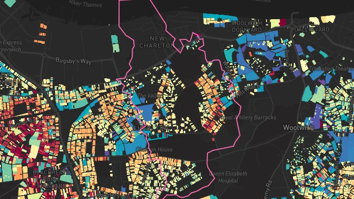 House price heatmap showing property values across Charlton