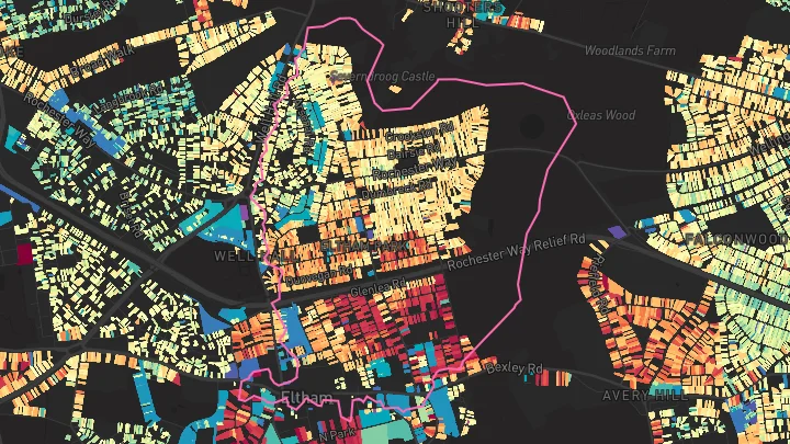 House price heatmap showing property values across Eltham