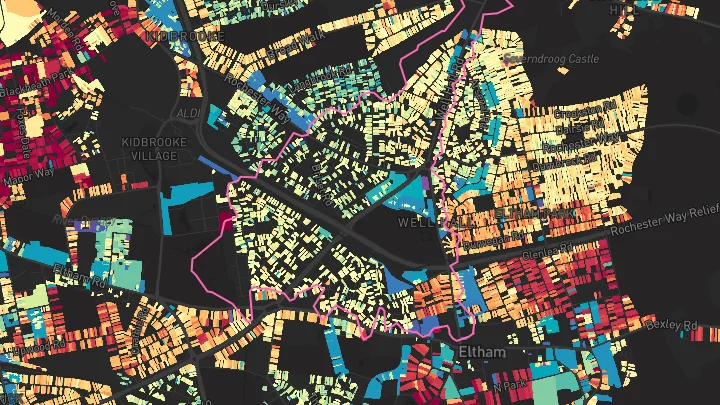 House price heatmap showing property values across Eltham