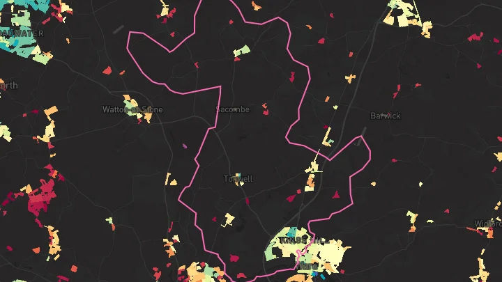 House price heatmap showing property values across Ware