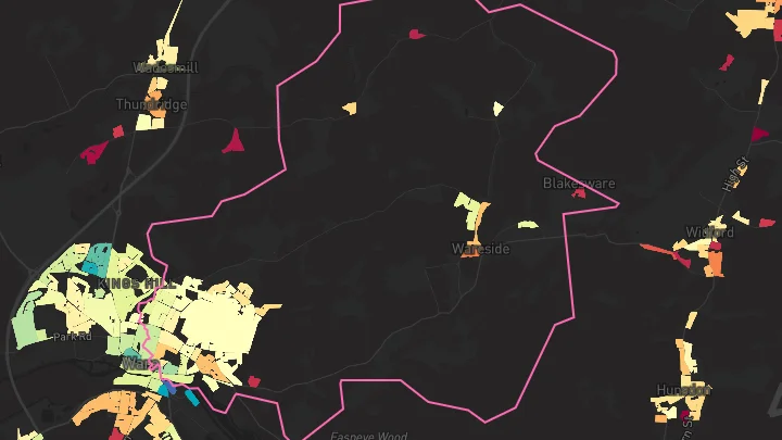 House price heatmap showing property values across Ware