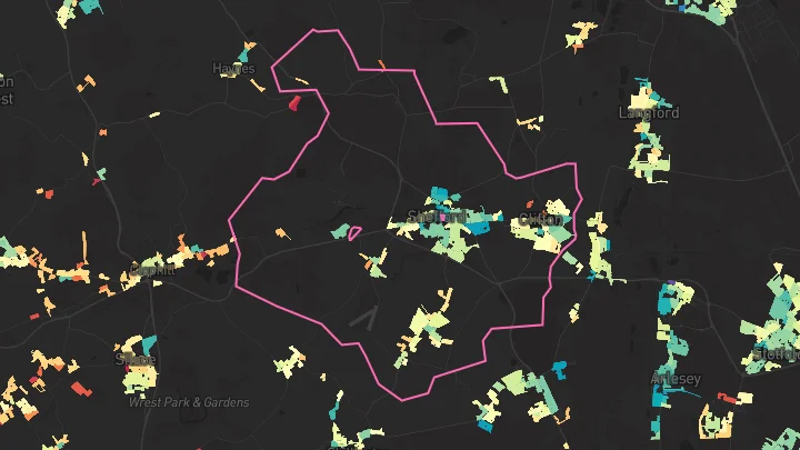 House price heatmap showing property values across Shefford