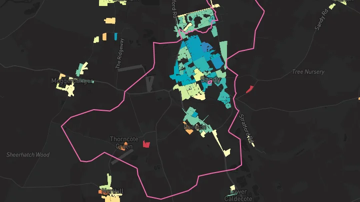 House price heatmap showing property values across Sandy