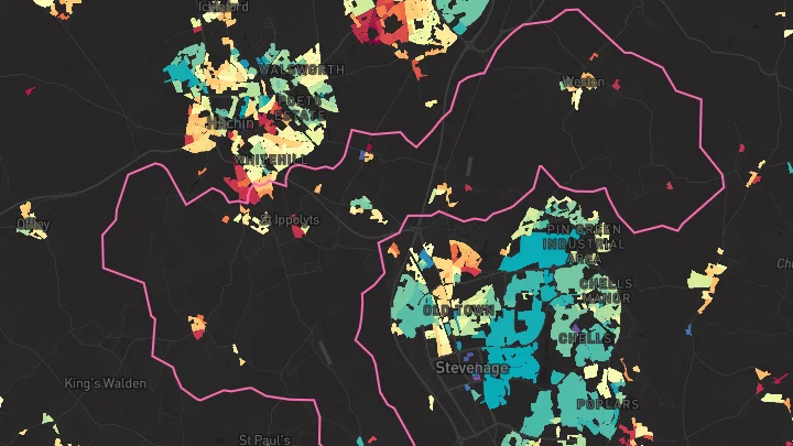 House price heatmap showing property values across St Ippolyts