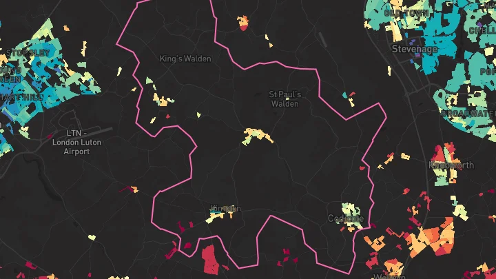 House price heatmap showing property values across Codicote