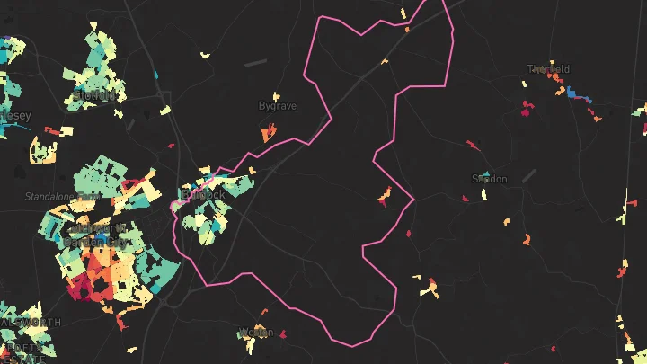 House price heatmap showing property values across Baldock