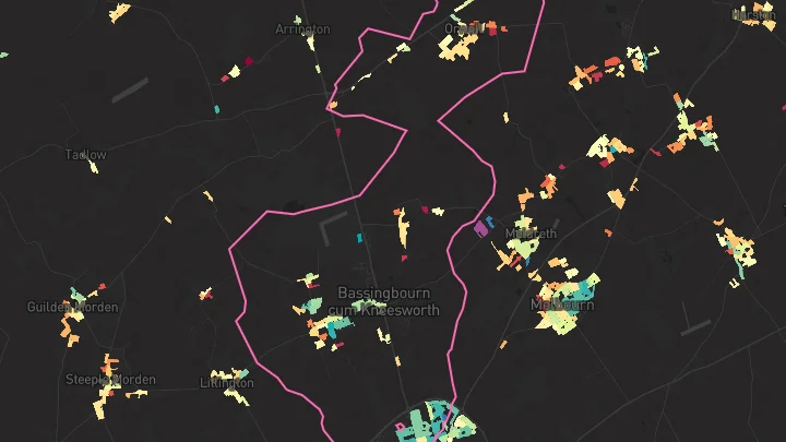 House price heatmap showing property values across Royston