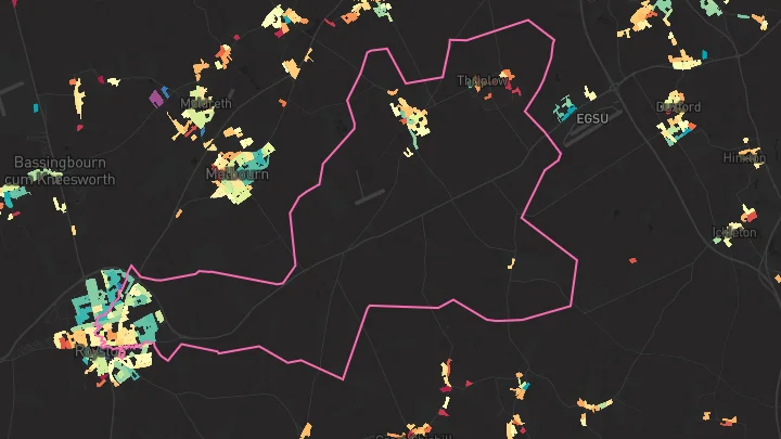 House price heatmap showing property values across Royston