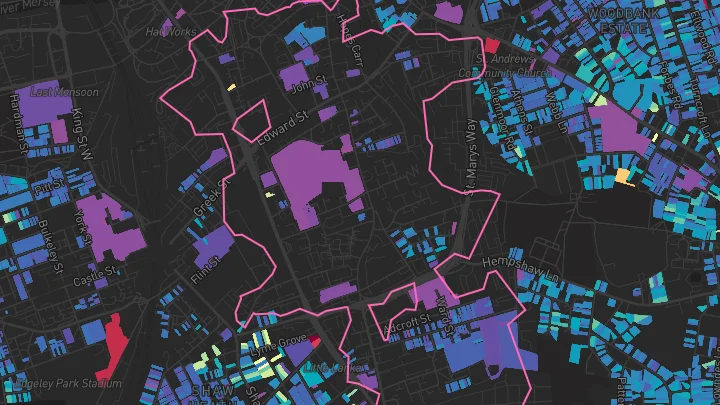 House price heatmap showing property values across Stockport
