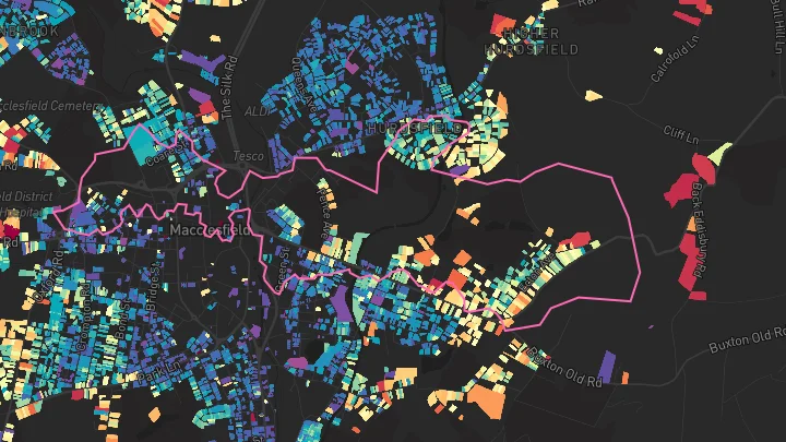 House price heatmap showing property values across Macclesfield