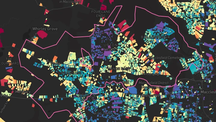 House price heatmap showing property values across Macclesfield