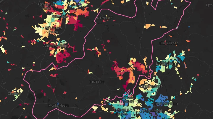 House price heatmap showing property values across Prestbury