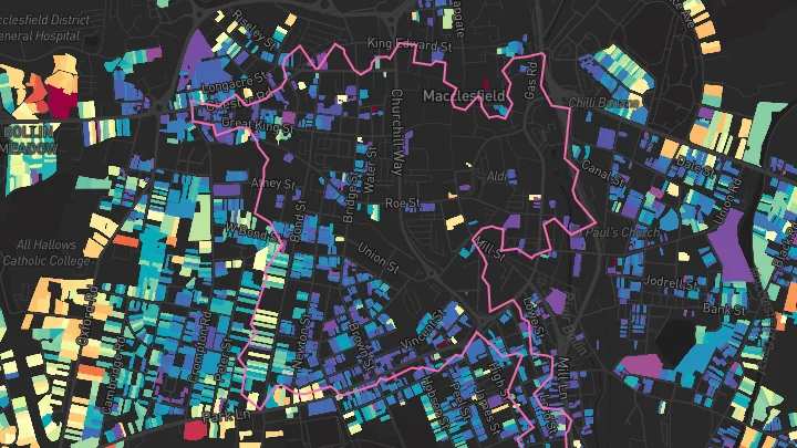 House price heatmap showing property values across Macclesfield