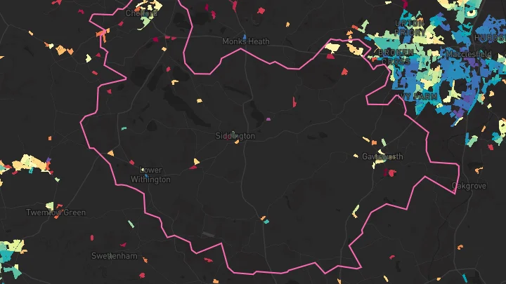 House price heatmap showing property values across Chelford