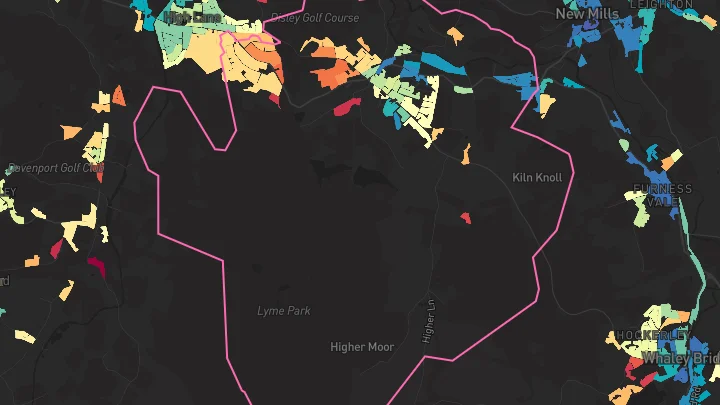 House price heatmap showing property values across Disley