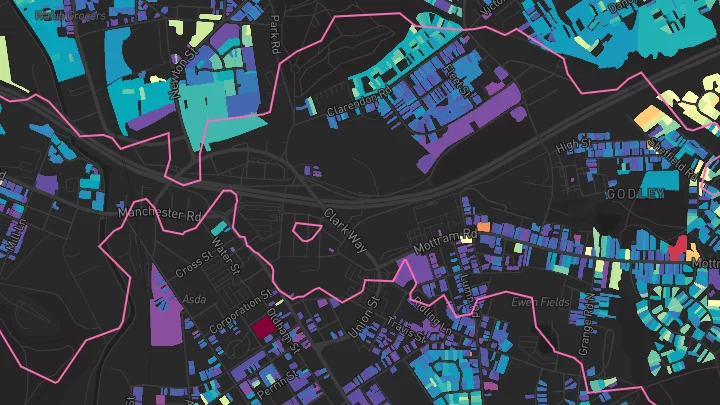 House price heatmap showing property values across Hyde