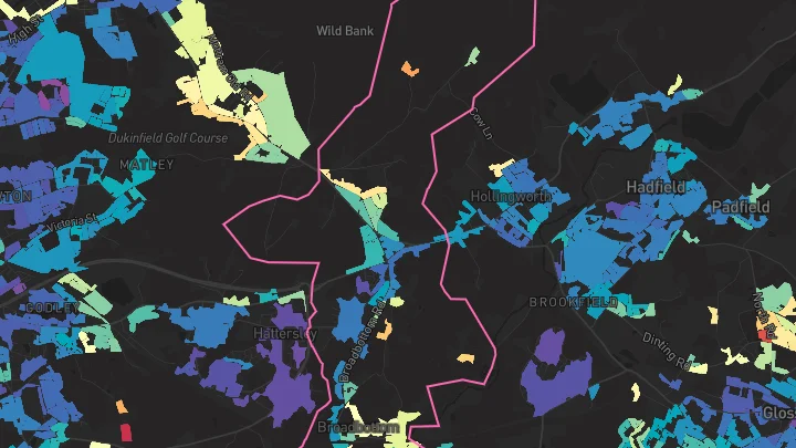 House price heatmap showing property values across Mottram