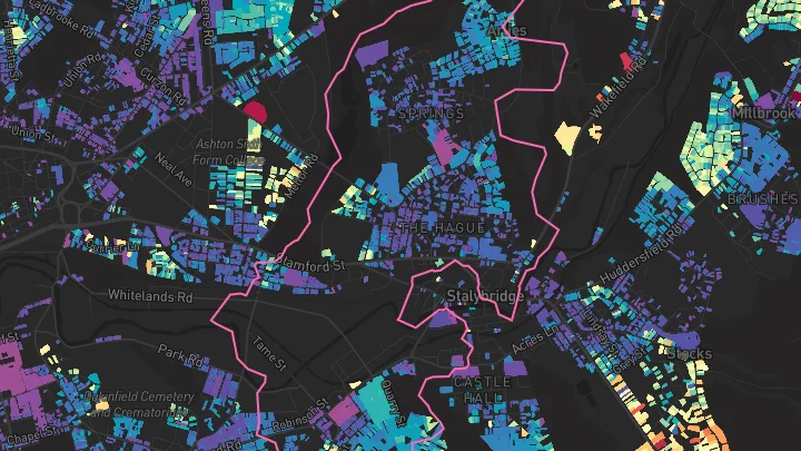 House price heatmap showing property values across Stalybridge