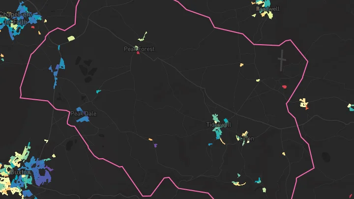 House price heatmap showing property values across Tideswell
