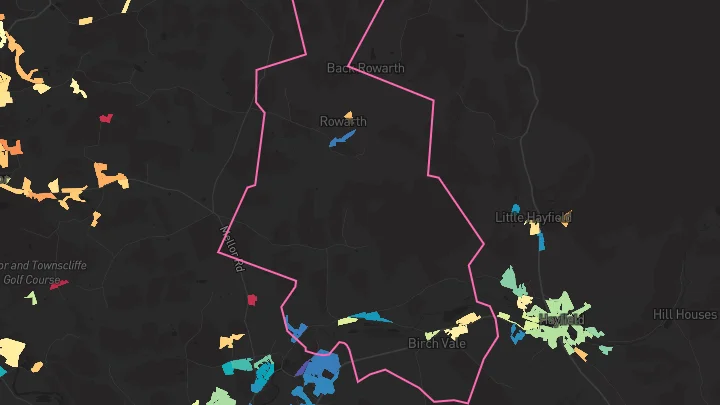 House price heatmap showing property values across Birch Vale