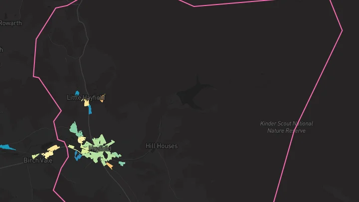 House price heatmap showing property values across Hayfield