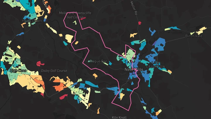 House price heatmap showing property values across New Mills