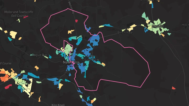 House price heatmap showing property values across New Mills